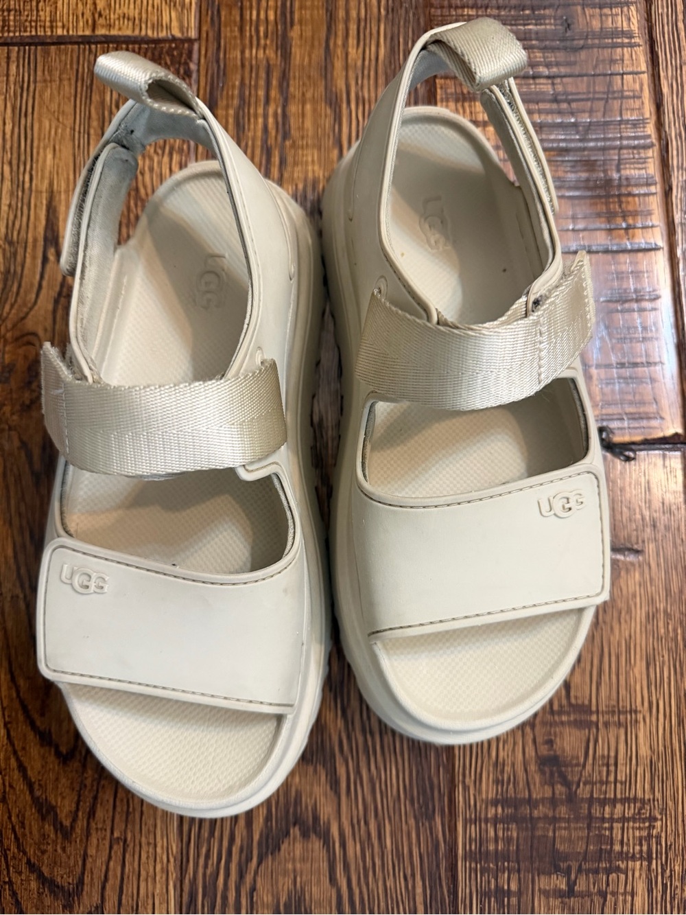 UGG Cream Platform Hook-and-Loop Sandals